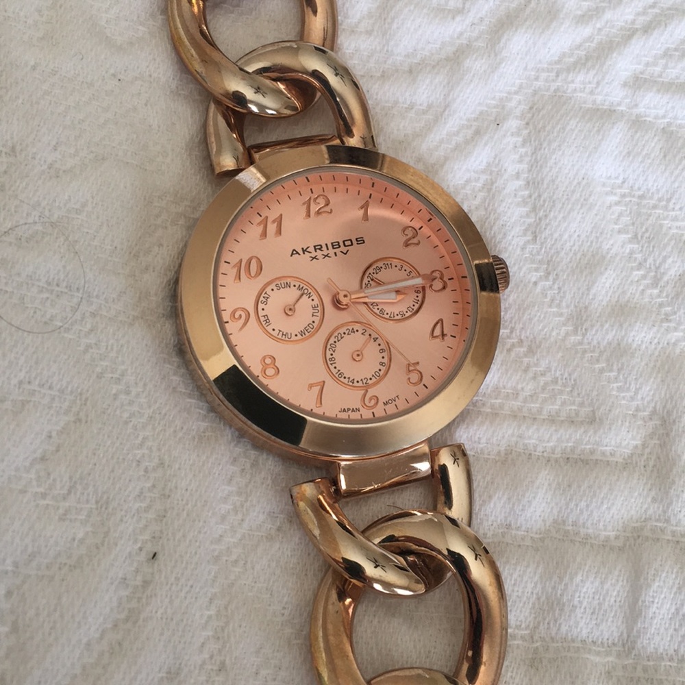 Akribos XXIV Rose Gold Chain-Link Women's Watch